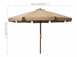 Clicnbuy Sombrilla|Sombrilla de jardín con palo de madera gris 330 cm