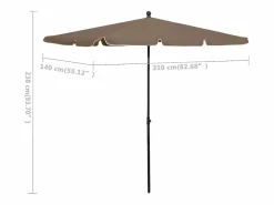 Clicnbuy Sombrilla|Sombrilla de jardín con palo gris taupe 210x140 cm