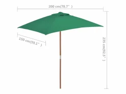 Clicnbuy Sombrilla|Sombrilla de jardín con palo de madera 150x200 cm
