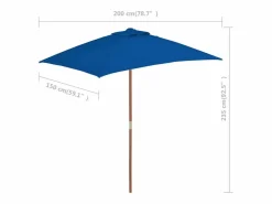Clicnbuy Sombrilla|Sombrilla de jardín con palo de madera 150x200 cm