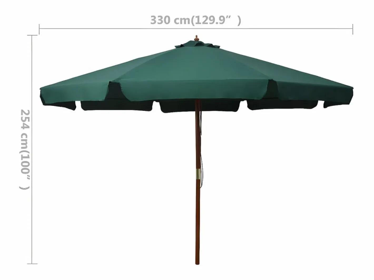 Clicnbuy Sombrilla de jardín con palo de madera 330 cm Verde Online