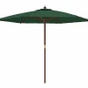 Sombrilla de jardín con poste de madera verde 299x240 cm ES342140 Online