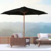 Sombrilla de madera, 300 cm, robusta y elegante, bambú, color negro, (300x300x250 cm)^ Sale