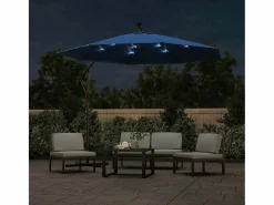 Sombrilla|Sombrilla voladiza con luces LED y poste acero celeste 300 cm ES648477