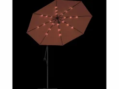 Sombrilla voladiza con luces LED y palo de acero terracota^Clicnbuy New