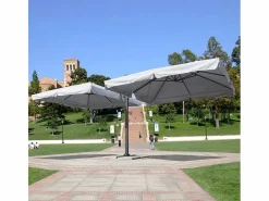 Sombrilla 3x3 doble profesional para bares, jardines, hoteles Oslo Blanco Hot