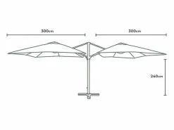 Sombrilla 3x3 doble profesional para bares, jardines, hoteles Oslo Blanco Hot