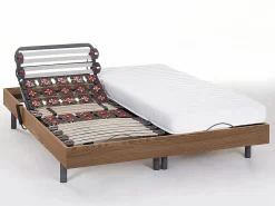 Somier articulado eléctrico 2x65 terminales - 2 x 80 x 200 cm - gris - NALU de YSMÉE^Ysmée Online