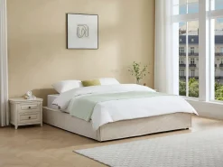 Ysmée Somier con arcón 160 x 200 cm tamaño queen de pana - KARESO de YSMÉE Crema Hot