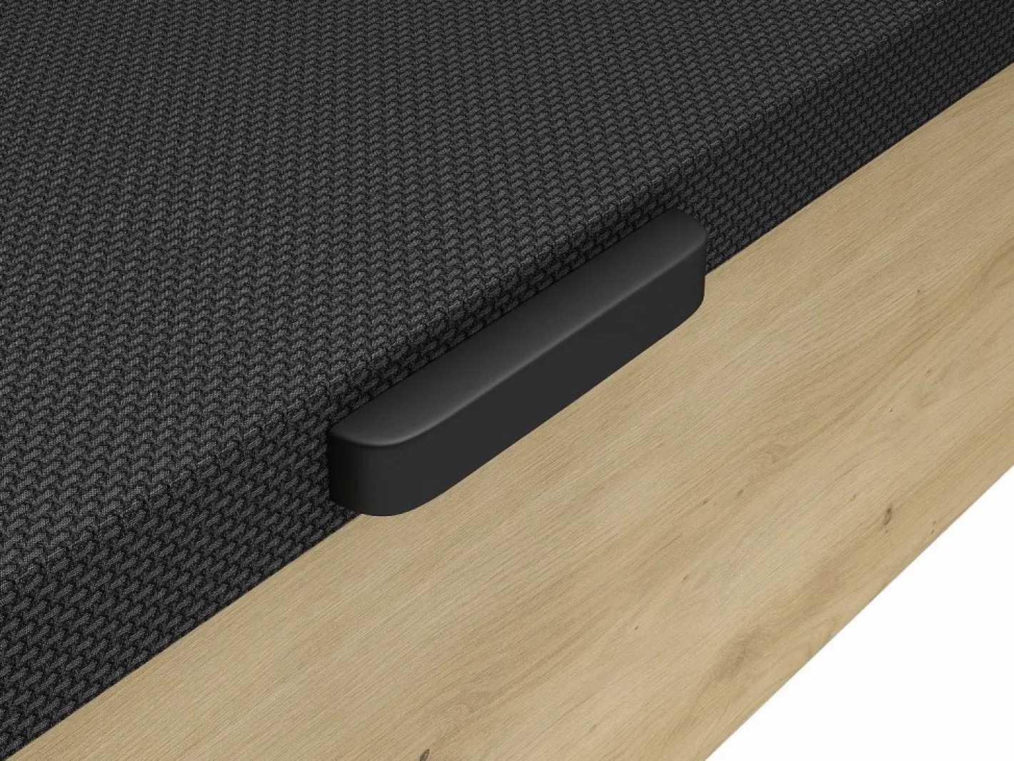 Ysmée Somier con cajón 90 x 190 cm - Natural claro y negro - NAMOSI de YSMÉE Negro / Color natural claro Best