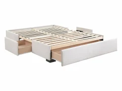 Ysmée Somier con cajones 160 x 200 cm tamaño queen tela - Con patas - KOLANE de YSMÉE Beige