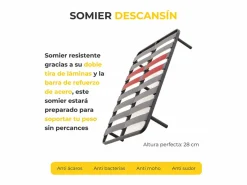 Somier con Patas Descansin | 105x180 cm | Materiales Resistentes | Silencioso | Gran Transpirabilidad Negro Clearance