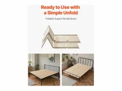 Base De Cama De Láminas|Somier de listones SucceBuy Plegable Tamaño Completo, Colchón Superior de Madera para el Soporte bajo los Colchones, Listo para Usar, 8 Piezas, de Madera Natural