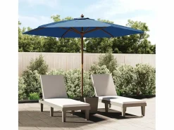 Garden Furniture Sombrilla|Sophie-Sandrine Sombrilla de jardín con poste de madera azul celeste 299x240 cm