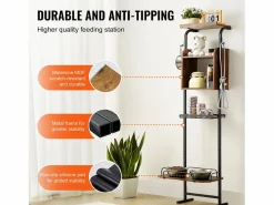 Comida Para Animales De Compañía|Soporte Ajustable para Comederos Elevados para Perros SucceBuy, con Espacio de Almacenamiento y Comederos Elevados