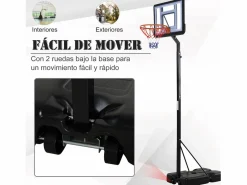 Homcom Cesta De Baloncesto|Soporte de baloncesto negro 90x165x352 cm
