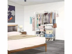 DripeX Mueble Perchero|Soporte de comidas de metal 4 en 1, con 6 estantes, 2 varillas y ganchos, 108x36x170cm