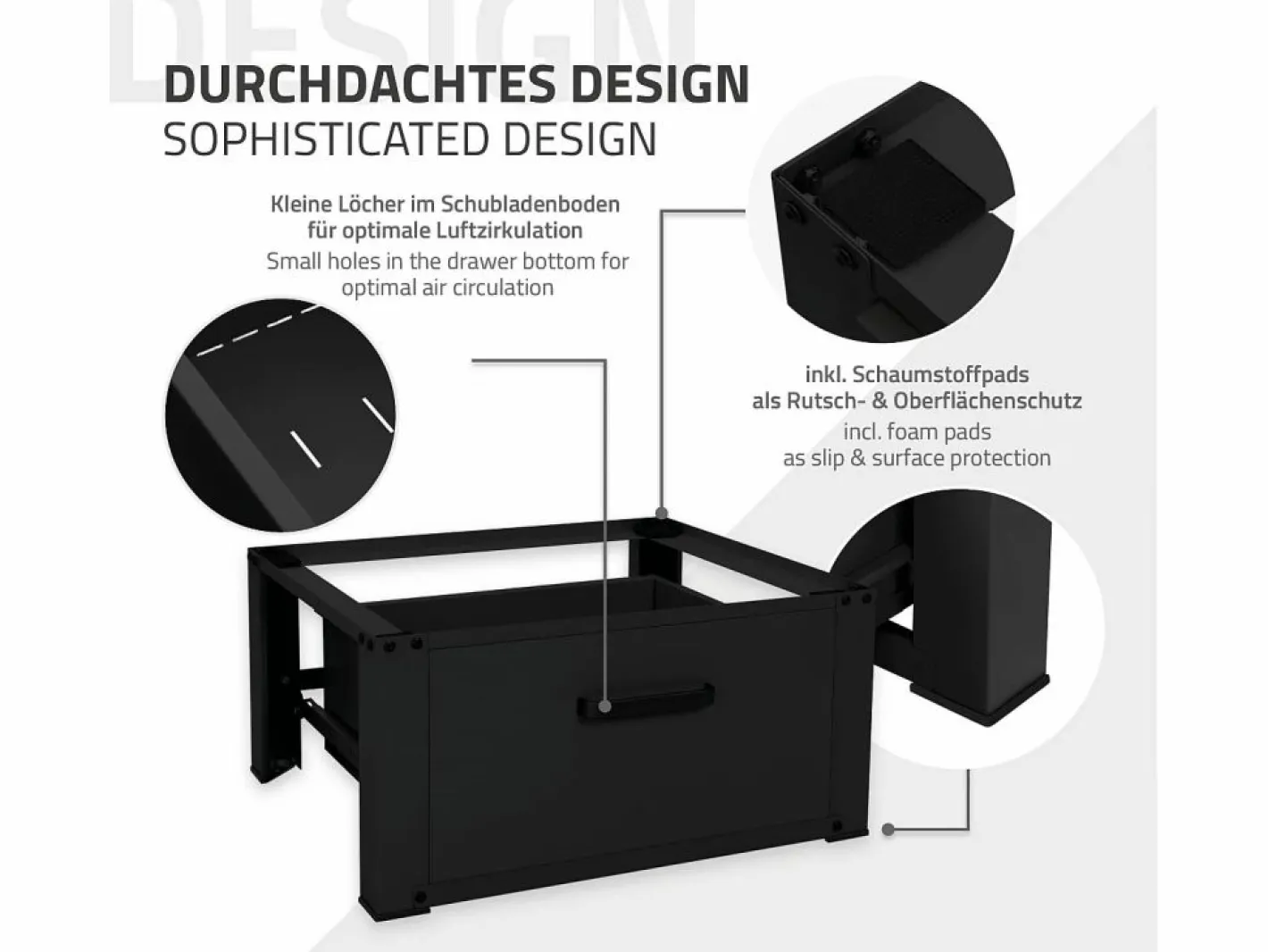 ML-DESIGN Mueble Para Lavadora|Soporte de elevación para lavadora o secadora con cajón blanco