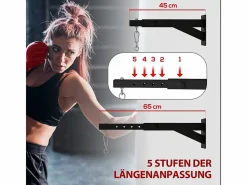 Aparato De Musculación|Soporte de pared ajustable para saco de boxeo, diseño ajustable, acero, (65 x 12 x 20 cm)