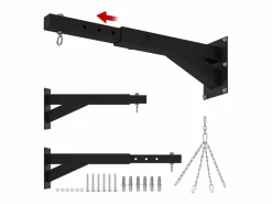Aparato De Musculación|Soporte de pared ajustable para saco de boxeo, diseño ajustable, acero, (65 x 12 x 20 cm)