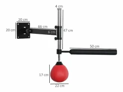 Aparato De Musculación|Soporte de pared ajustable para boxeo con barra giratoria de 360°, piel sintética, color (79 x 72 x 20 cm)