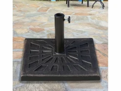 Soporte de sombrilla de resina, 15 kg, con tornillos ajustables, para postes de Ø38/48 mm, negro (47x47x32 cm)^