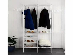 Soporte moderno de la barra doble con ganchos, ropa, ropa de vestuario, guardarropa 108x36x170cm -^DripeX New
