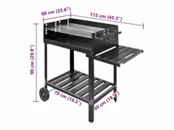 vidaxl Soporte para barbacoa de carbón con 2 ruedas Negro New
