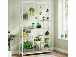 Tribesigns Decoración De Jardín|Soporte para plantas de interior de 5 niveles, estantería de metal de 180 cm con 10 ganchos de suspensión, soporte multifunción