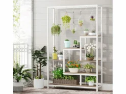Tribesigns Decoración De Jardín|Soporte para plantas de interior de 5 niveles, estantería de metal de 180 cm con 10 ganchos de suspensión, soporte multifunción