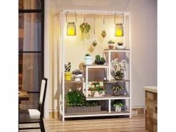 Tribesigns Decoración De Jardín|Soporte para plantas de interior de 5 niveles, estantería de metal de 180 cm con 10 ganchos de suspensión, soporte multifunción