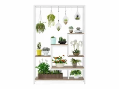 Tribesigns Decoración De Jardín|Soporte para plantas de interior de 5 niveles, estantería de metal de 180 cm con 10 ganchos de suspensión, soporte multifunción