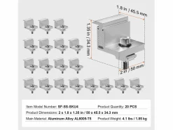 Soportes de Montaje de Paneles Solares SucceBuy, 20 Piezas, Ajustables de 35-50 mm, Ligeros para Autocaravanas y Más Plateado Sale