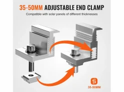 Soportes de Montaje de Paneles Solares SucceBuy, 20 Piezas, Ajustables de 35-50 mm, Ligeros para Autocaravanas y Más Plateado Sale