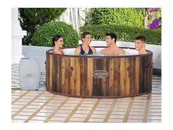 Bestway Spa Hinchable Lay-Z-Spa Helsinki 180x66 cm para 5-7 Personas con Airjet y Cobertor Marru00f3n