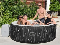 Bestway Spa Hinchable Lay-Z-Spa Holywood 196x66 cm para 6 Personas con Airjet, Luz LED, Cobertor, Almohadas y Mando a Distancia Blanco Best