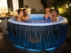 Bestway Spa Hinchable Lay-Z-Spa Holywood 196x66 cm para 6 Personas con Airjet, Luz LED, Cobertor, Almohadas y Mando a Distancia Blanco Best