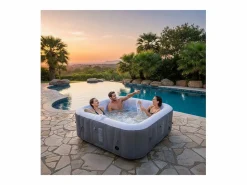 Spa Hinchable|Spa hinchable cuadrado de 4 plazas - Sunspa - Diadema LED incluida - Dimensiones : 155 x 155 cm