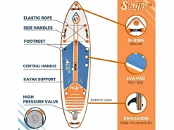 SKIFFO Stand Up Paddle Hinchable Sun Cruise 11'2 340x84x15cm (11'2 "x33 "x6") - Dropstitch Doble Capa Fundida Pack Completo Azul New