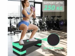 Aparato De Musculación|Step aeróbico ajustable para ejercicio, plataforma de polietileno antideslizante, color (68,5 x 28 x 10 cm)