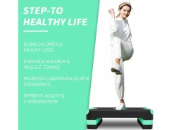 Aparato De Musculación|Step aeróbico ajustable para ejercicio, plataforma de polietileno antideslizante, color (68,5 x 28 x 10 cm)