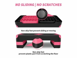 Step aeróbico ajustable para ejercicio, plataforma antideslizante, polietileno, (68,5 x 28 x 10 cm)^ Sale