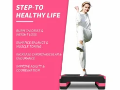 Step aeróbico ajustable para ejercicio, plataforma antideslizante, polietileno, (68,5 x 28 x 10 cm)^ Sale