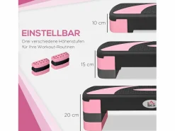 Cinta De Correr|Stepper aeróbico ajustable, de plástico, para fitness y entrenamiento en casa, color negro (80 x 31 x 20 cm)
