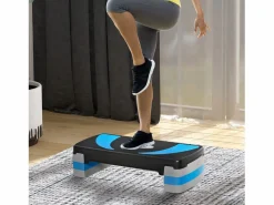 Cinta De Correr|Stepper aeróbico ajustable, 3 alturas, plástico, azul claro (80 x 31 x 10-20 cm)