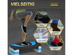 Cinta De Correr|Stepper aeróbico ajustable, 3 alturas, plástico, azul claro (80 x 31 x 10-20 cm)