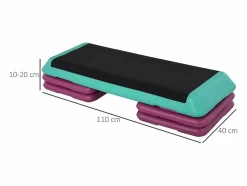 Stepper aeróbico de altura regulable, antideslizante, PVC, (110x40x20cm)^ Best