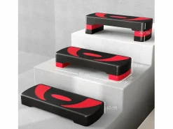 Stepper regulable para aeróbic, con 3 alturas, plástico, rojo (80x31x20 cm)^ Hot