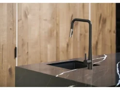Essebagno Grifo De Cocina|Style Grifo mezclador de fregadero con ducha extraíble mate y cromo
