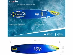 COASTO Deportes Náuticos|SUP Paddle Inflable Cruiser 13'1 - 398x78x15cm Dropstitch Doble Capa Fundido Pack Paddle Leash Bomba Bolsa de Transporte - Collection 2021